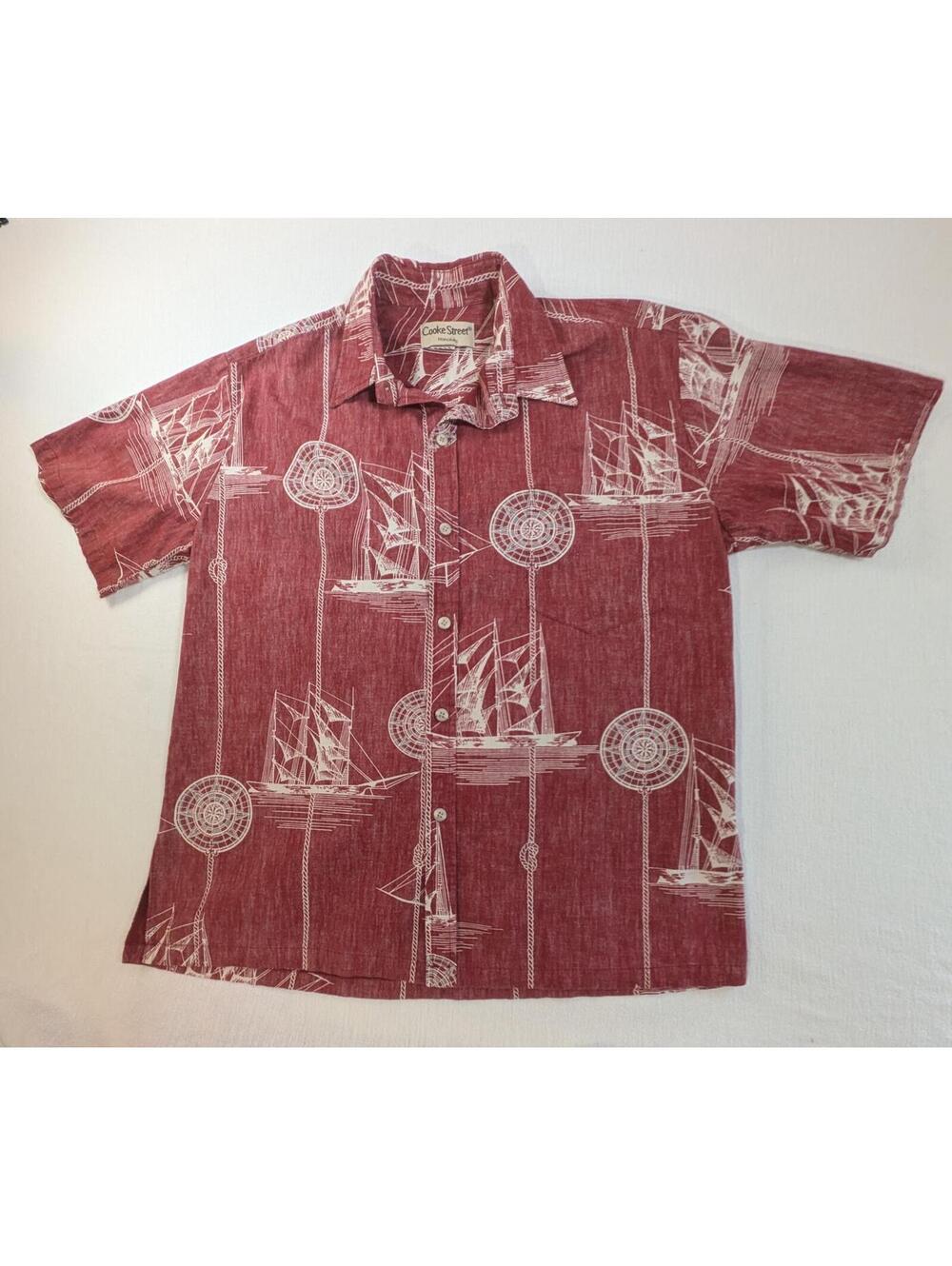 Cooke Street Honolulu Red Nautical Print Short Sleeve Shirt
